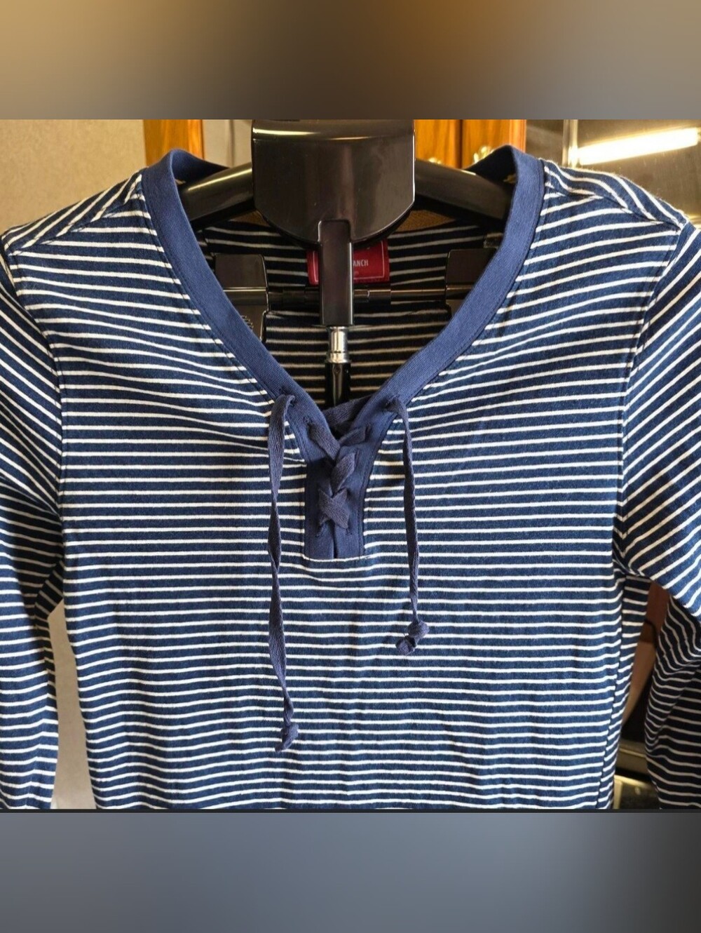 Kimes Ranch Striped Lace-Up Long Sleeve Top